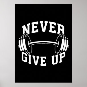 Poster Ne jamais abandonner - Dumbbell - entraînement Gym