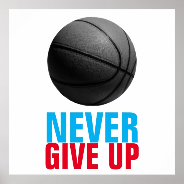 Poster Ne jamais abandonner la motivation du basket-ball (Devant)