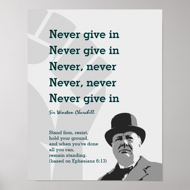 Poster NE JAMAIS DONNER À Churchill | STAND FIRM Ephesian (Devant)