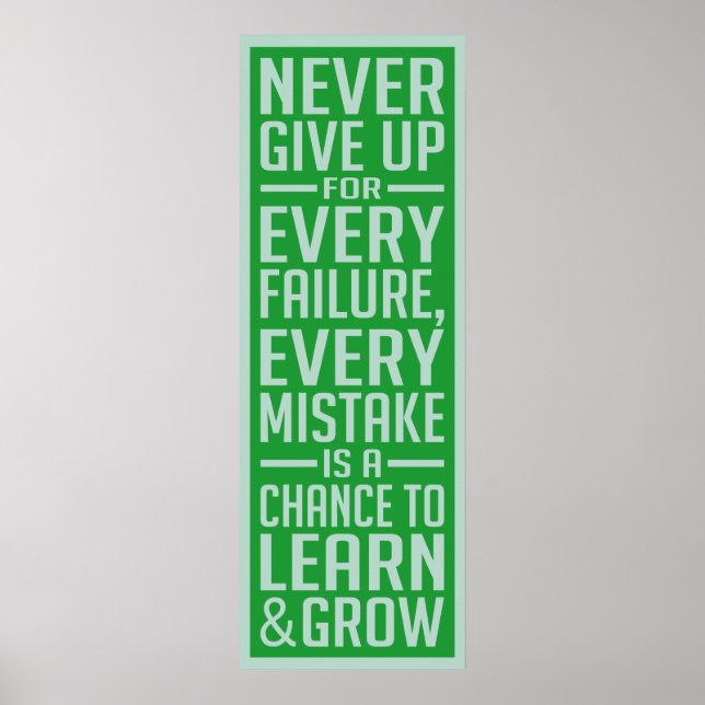 Poster Ne jamais renoncer à l'affiche de motivation (Devant)