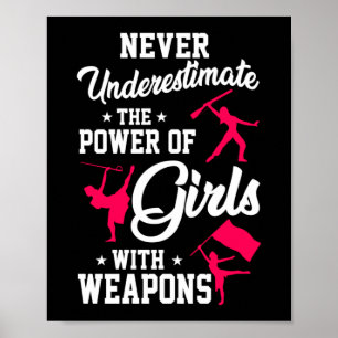 Poster Ne jamais sous-estimer les filles Armes Garde coul