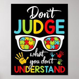 Poster Ne jugez pas Comprenez l'amour Enfants autistes Au
