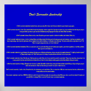 Poster Ne pas abandonner le leadership - Customisé