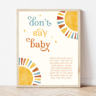 Poster Ne pas dire Baby Boho Sun Baby shower Jeu