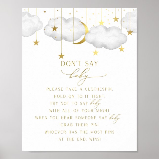Poster Ne pas dire Baby Game, Baby shower Game Sign (Devant)