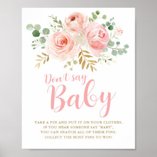 Poster Ne pas dire Baby Game Sign, Blush Baby shower rose
