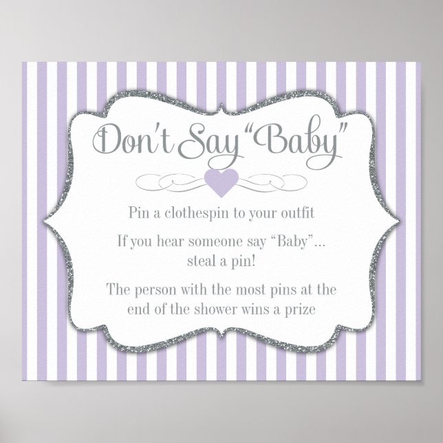 Poster Ne pas dire Baby shower Jeu Lavender Lilac Grey (Devant)