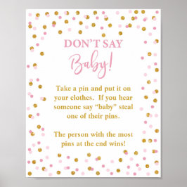 Poster Ne pas dire Baby shower Jeu Signe rose & Or