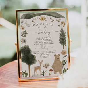 Poster Ne pas dire Baby Sign Boho Woodland Baby shower Je