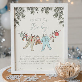 Poster Ne pas dire Baby Winter Baby shower jeu