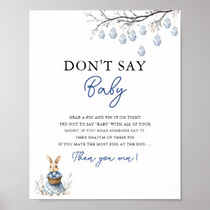 Poster Ne pas dire bébé Pâques Chinoiserie Baby shower