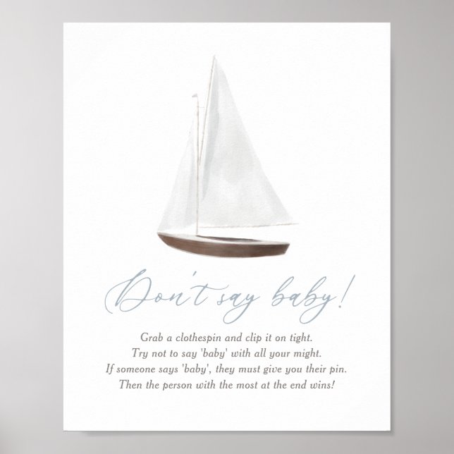 Poster Ne pas dire bébé signe nautique Baby shower de voi (Devant)