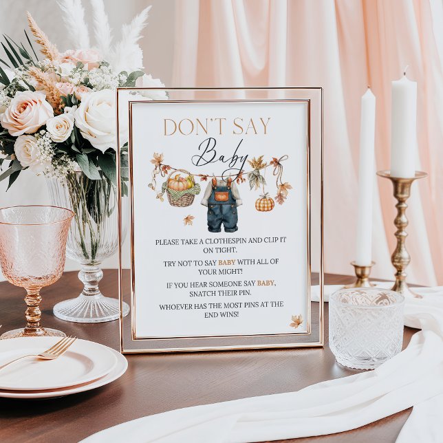 Poster Ne pas dire bébé Signer Citrouille Baby shower rus (Créateur téléchargé)