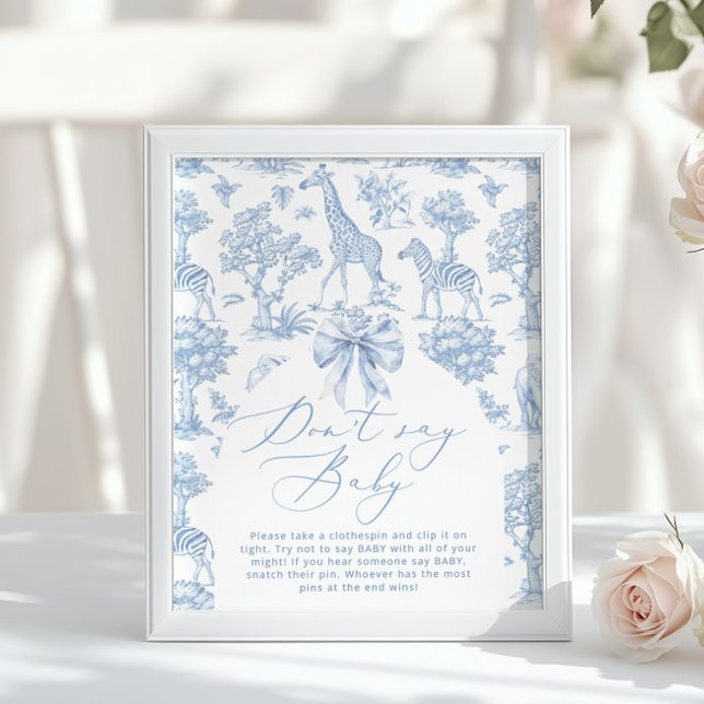 Poster Ne pas dire bébé Toile de Jouy jeu de Baby shower (Créateur téléchargé)