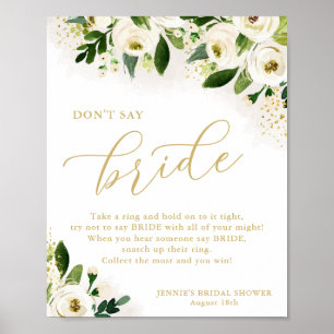 Poster Ne pas dire Bride White Gold Floral Shower Jeu