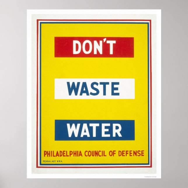 Poster Ne pas gaspiller l'eau WPA (Devant)