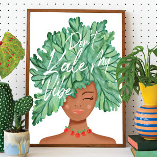 Poster Ne pas Kale My Vibe Aquarelle Kale Beauty Woman