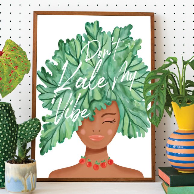 Poster Ne pas Kale My Vibe Aquarelle Kale Beauty Woman (Créateur téléchargé)