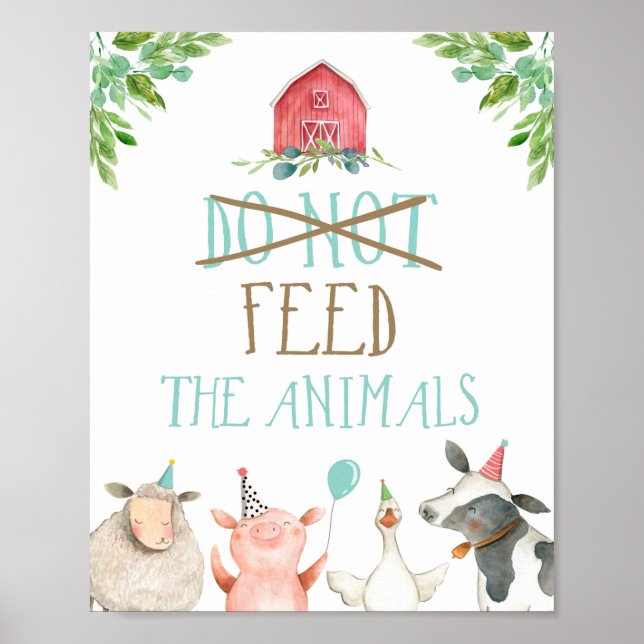 Poster Ne pas nourrir les animaux de ferme Animaux de fer (Devant)
