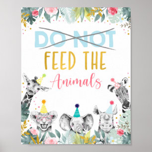 Poster Ne pas nourrir les animaux Pink Gold Party Signé