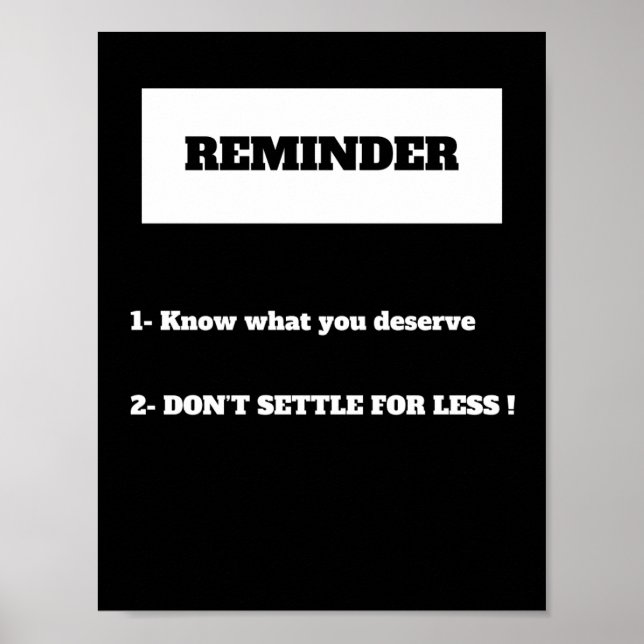 Poster NE PAS RÉGLER POUR MOINS Motivation citation Poste (Devant)