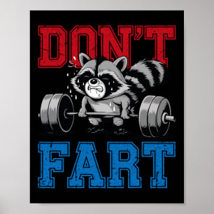 Poster Ne pète pas Funny Raccoon gym fitness entraînement
