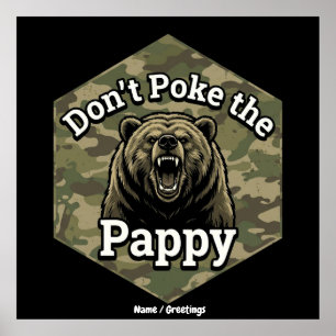 Poster Ne Piquez pas Papy Ours Brun Drôle et Robustes