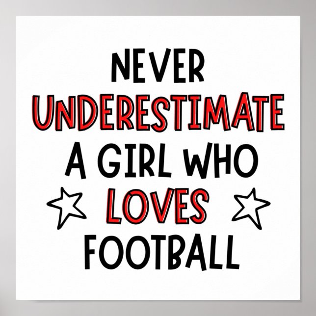 Poster Ne sous-estimez jamais une fille qui aime le footb (Devant)