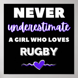 Poster Ne sous-estimez jamais une fille qui aime le rugby