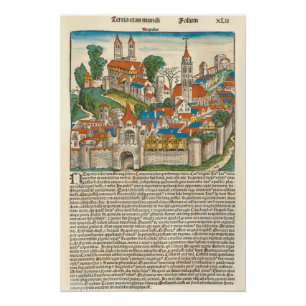 Poster Neapolis Naples Italie Manuscrit médiéval