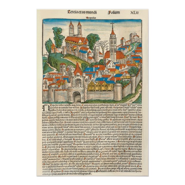Poster Neapolis Naples Italie Manuscrit médiéval (Devant)