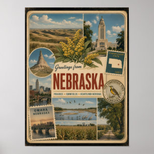 Poster Nebraska Authentic Vintage Style