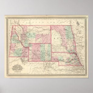 Poster Nebraska, Dakota, Idaho, Montana, and Wyoming