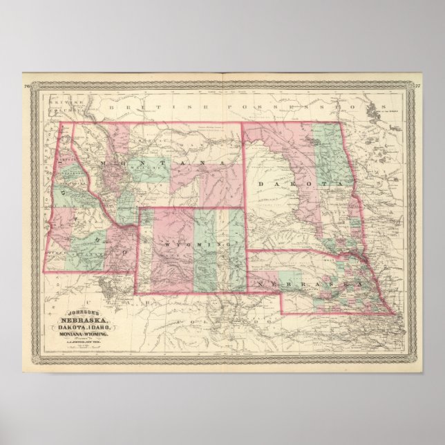 Poster Nebraska, Dakota, Idaho, Montana et Wyoming (Devant)