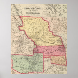 Poster Nebraska, Kansas, New Mexico