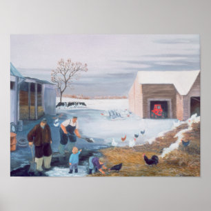 Poster Neige à la ferme