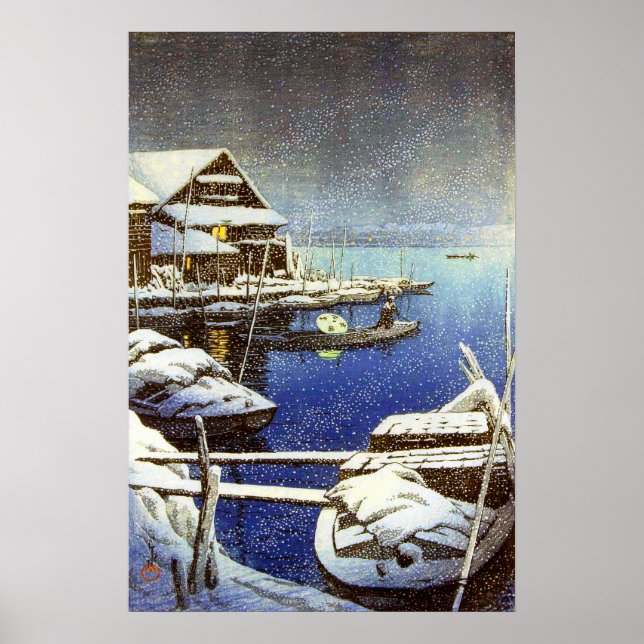 Poster Neige à Mukojima Kawase Hasui 1931 (Devant)