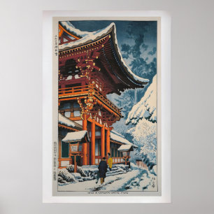 Poster Neige au sanctuaire Kamigamo par Takeji Asano Vin