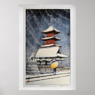 Poster Neige au sanctuaire Ueno Toshogu par Kawase Hasui