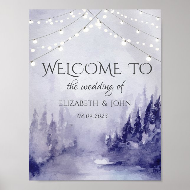 Poster Neige du paysage hivernal violet (Devant)