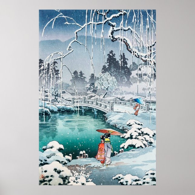 Poster Neige du printemps à Maruyama par Tsuchiya Koitsu (Devant)