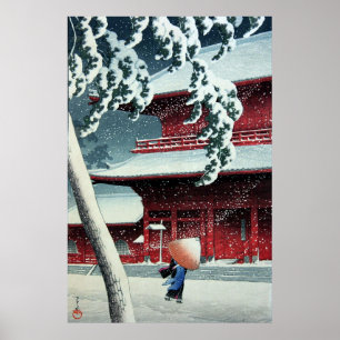 Poster Neige du soir à la rivière Edo Hasui Kawase