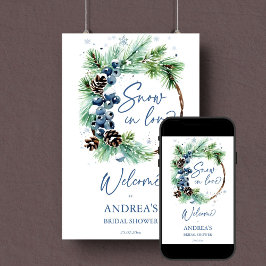 Poster Neige en amour douche nuptiale d'hiver signe de bi