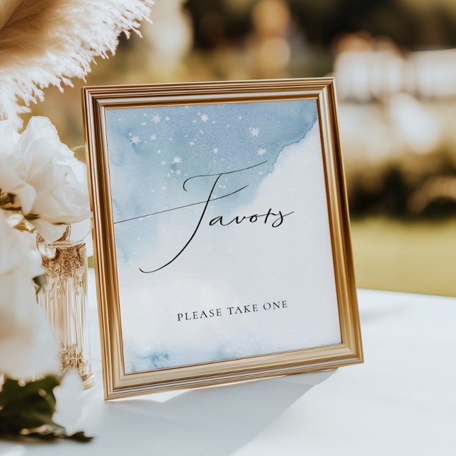 Poster Neige en amour Fête des mariées bleue Faveurs (Créateur téléchargé)