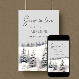 Poster Neige en amour hiver forêt nuptiale douche bienven