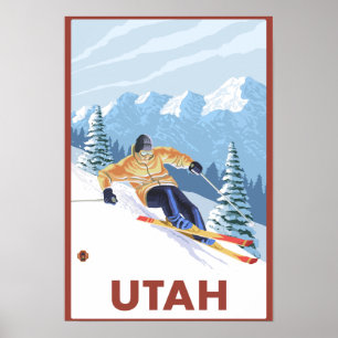 Poster Neige inclinée SkierUtah