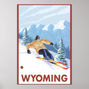 Poster Neige inclinée SkierWyoming