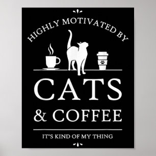 Poster Neko Latte Cats & Motivation du café, Uni-adul