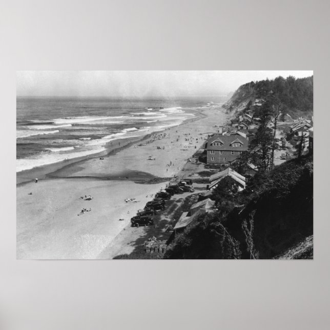 Poster Nelscott, Oregon Beach Scene Waterfront (Devant)