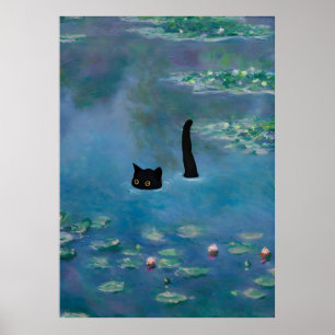 Poster Nénuphar Monet d'impression de chats